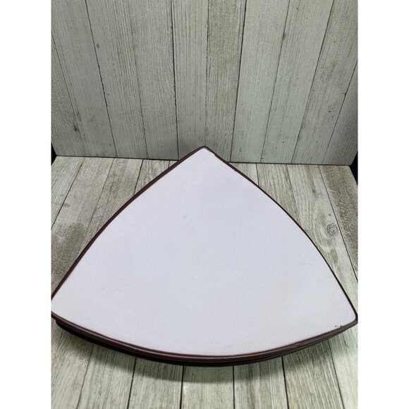Vintage Italian Triangular Salad Plates White Brown MCM - Set Of 2 - Picture 3 of 7